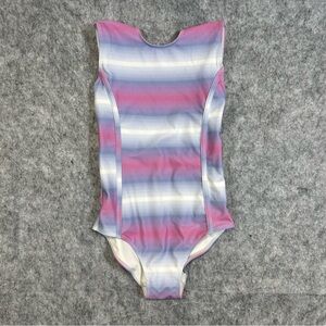 Z by Zella Girls One Piece Swimsuit in Purple Blue White Ombré Open Back NWOT